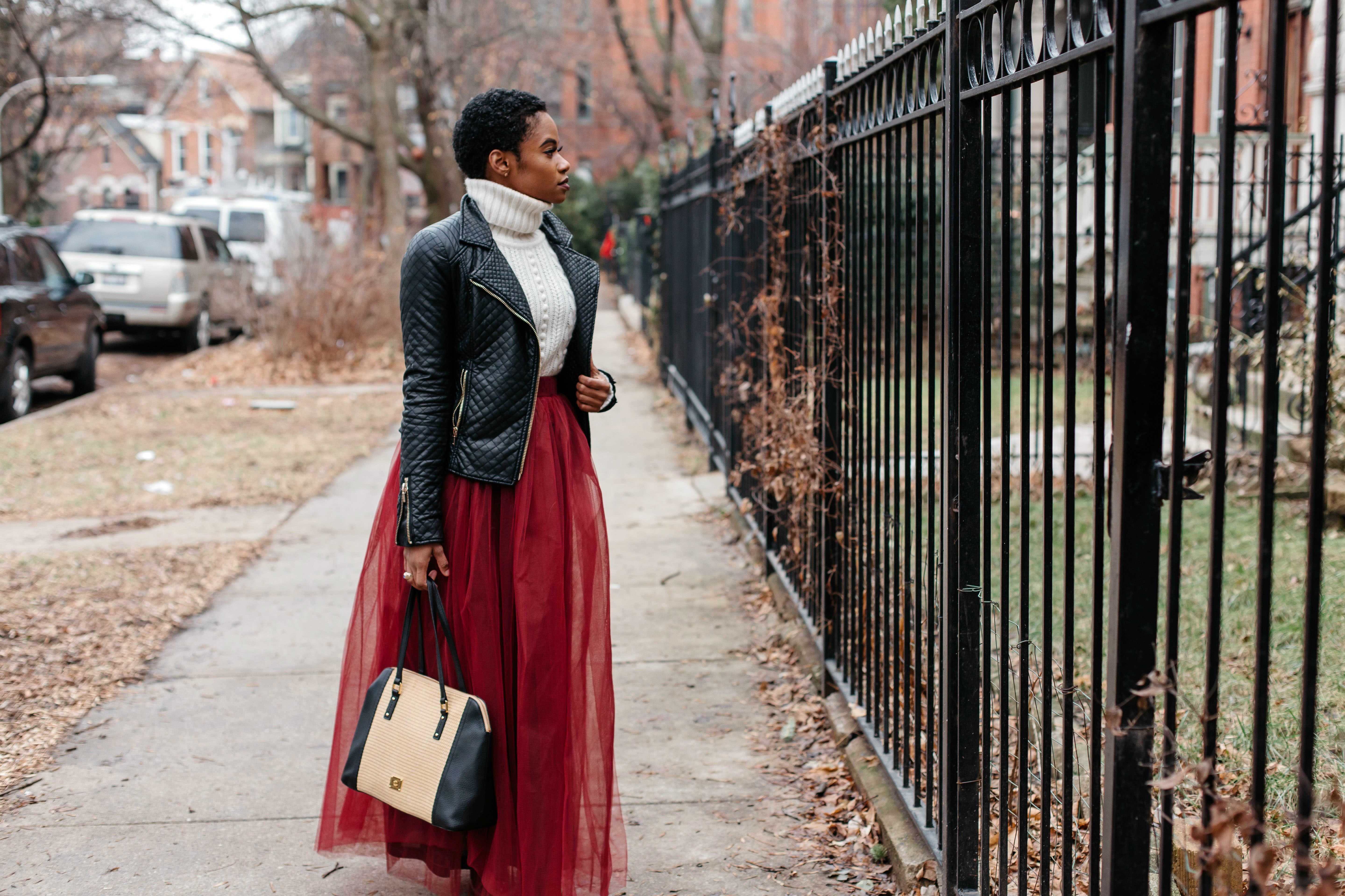 Leather Jacket and Red Tulle Skirt 2