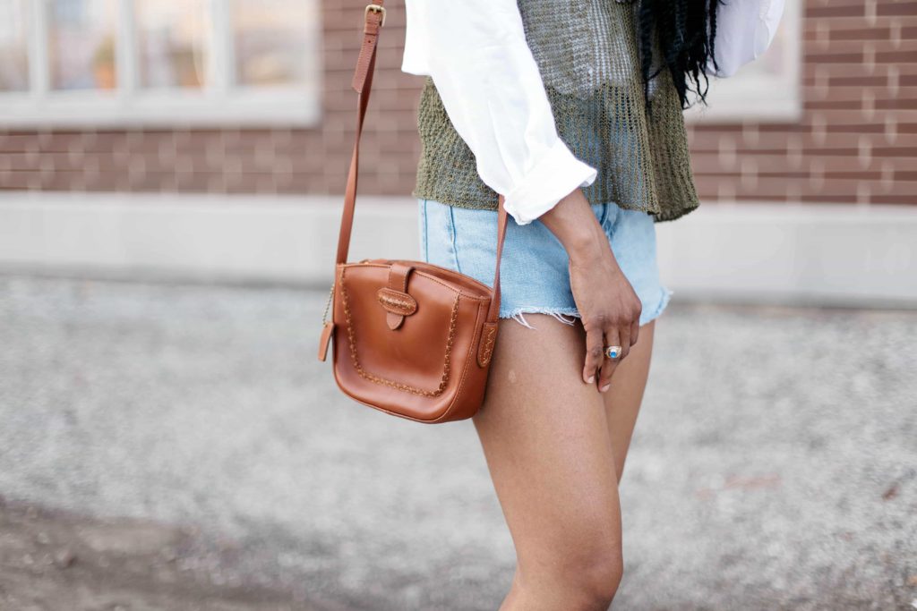 Green Top and Denim Shorts