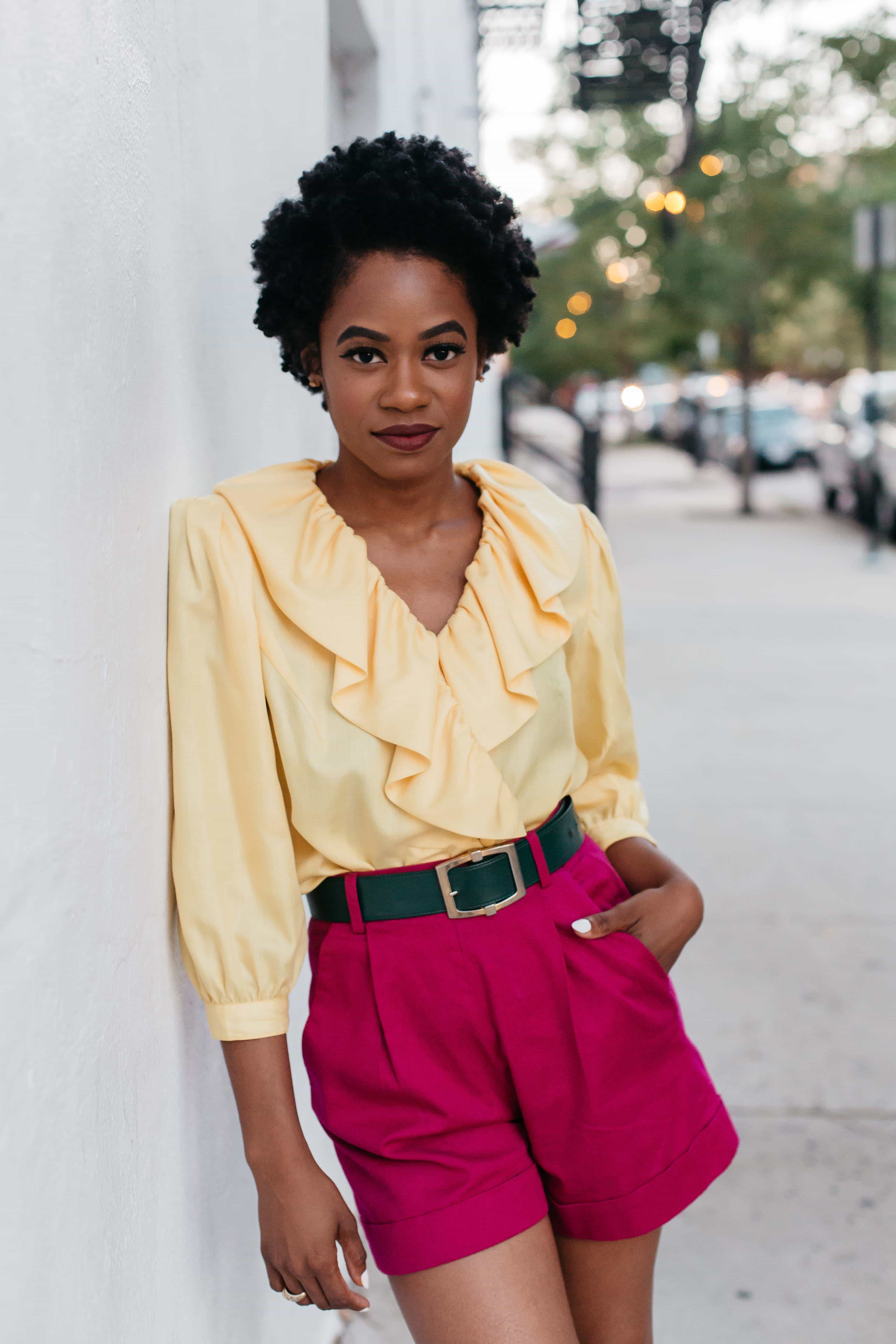 Yellow Vintage Top and French Connection Shorts 2