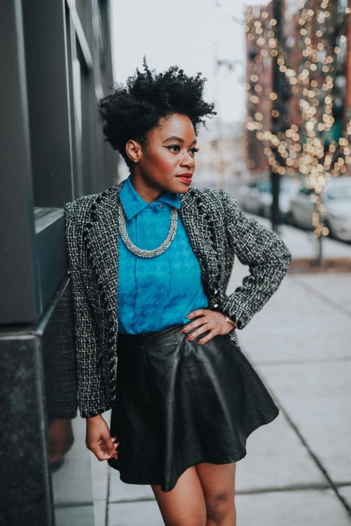 Blue blouse and tweed blazer 4