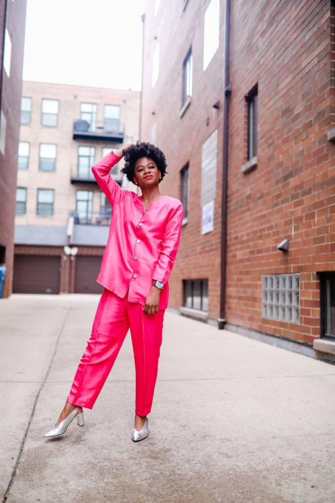 Vintage silk pink suit