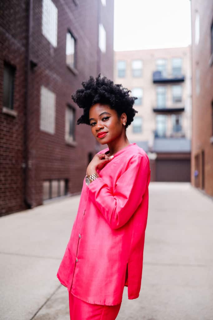 Vintage pink silk suit